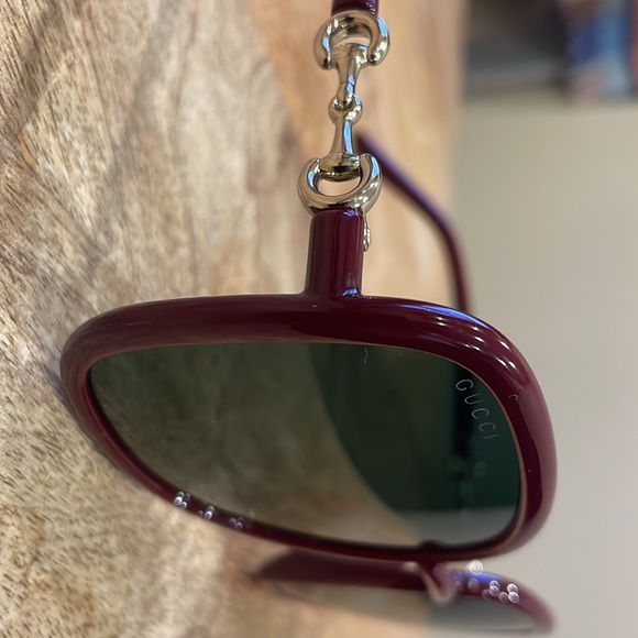 GUCCI OVERSIZED SQUARE HORSEBIT SUNGLASSES DK BRN & GOLD - Picture 6 of 9